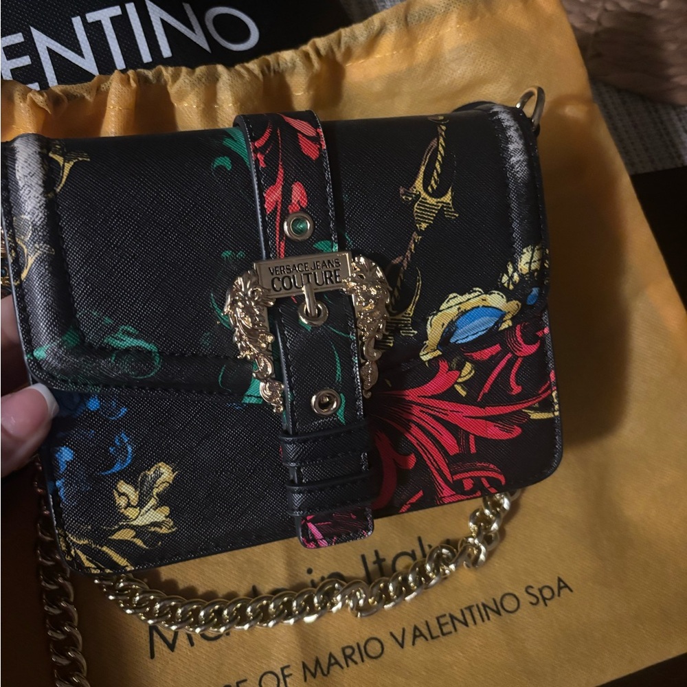 Versace Jeans Couture Black Multicolor Chain Crossbody Bag - Picture 2 of 8